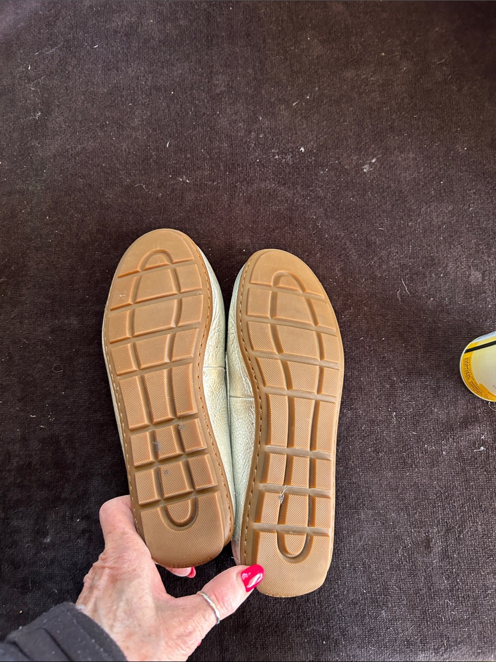 COACH Metallic Silver Pebbled Leather Slip-On Loafers - Picture 2 of 3